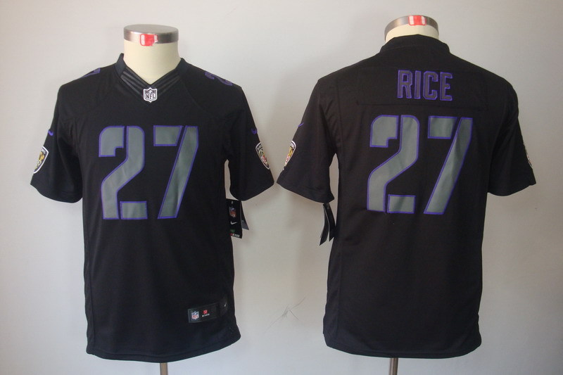Kidss Baltimore Ravens #27 Rice Impact Limited Black Jersey