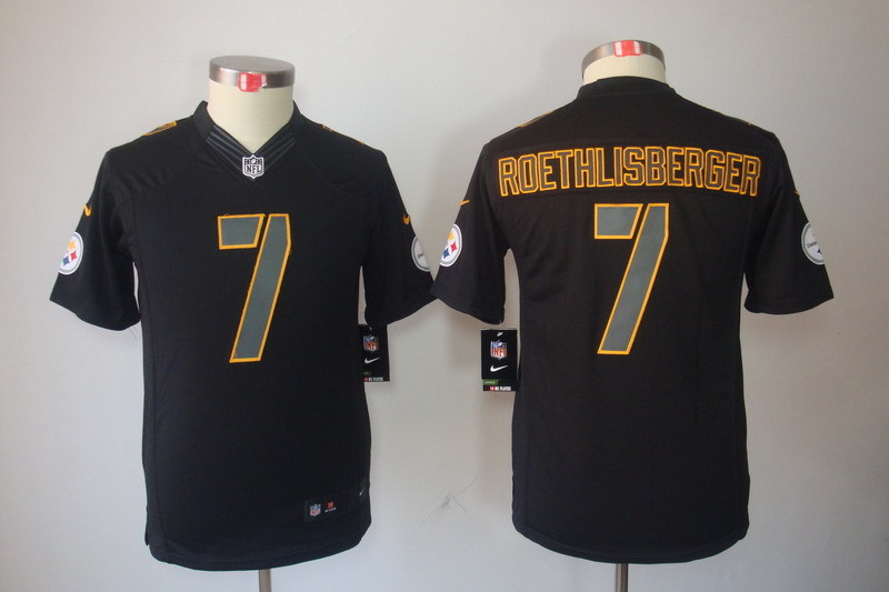 Kidss Pittsburgh Steelers #7 Roethlisberger Impact Limited Black Jersey