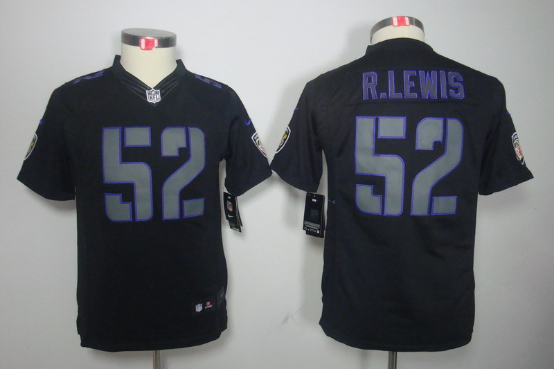 Kidss Baltimore Ravens #52 R.Lewis Impact Limited Black Jersey