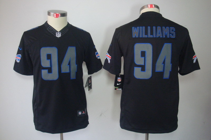 Kidss Buffalo Bills #94 Williams Impact Limited Black Jersey