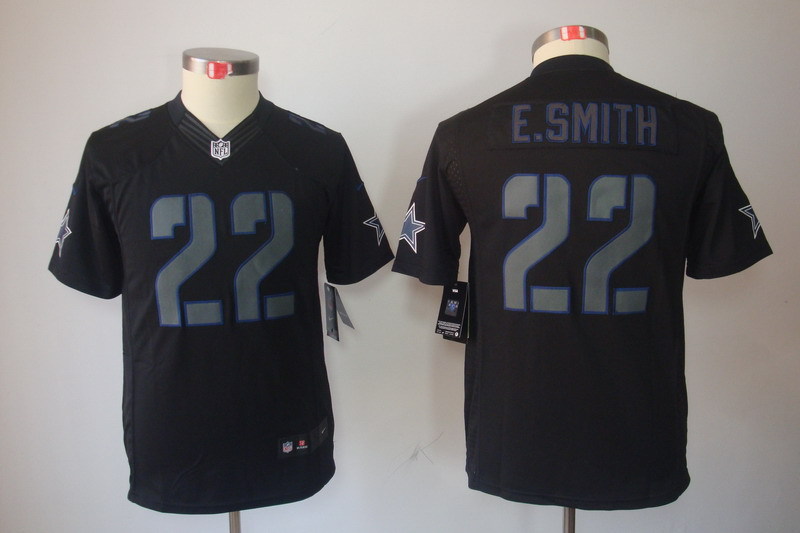 Kidss Dallas Cowboys #22 E.Smith Impact Limited Black Jersey