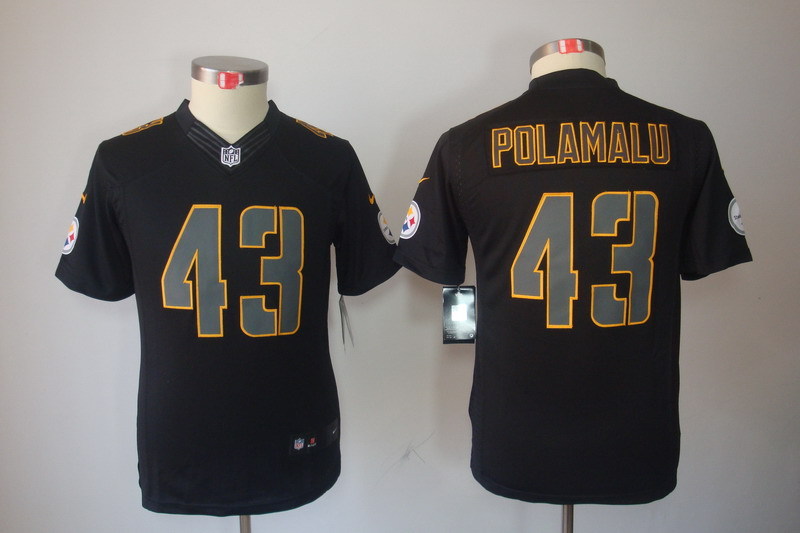 Kidss Pittsburgh Steelers #43 Polamalu Impact Limited Black Jersey