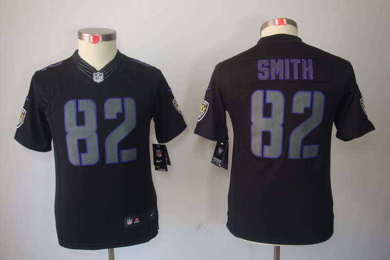 Kidss Baltimore Ravens #82 Smith Impact Limited Black Jersey