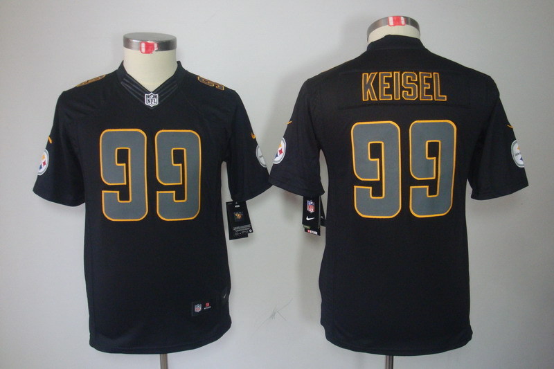 Kidss Pittsburgh Steelers #99 Keisel Impact Limited Black Jersey