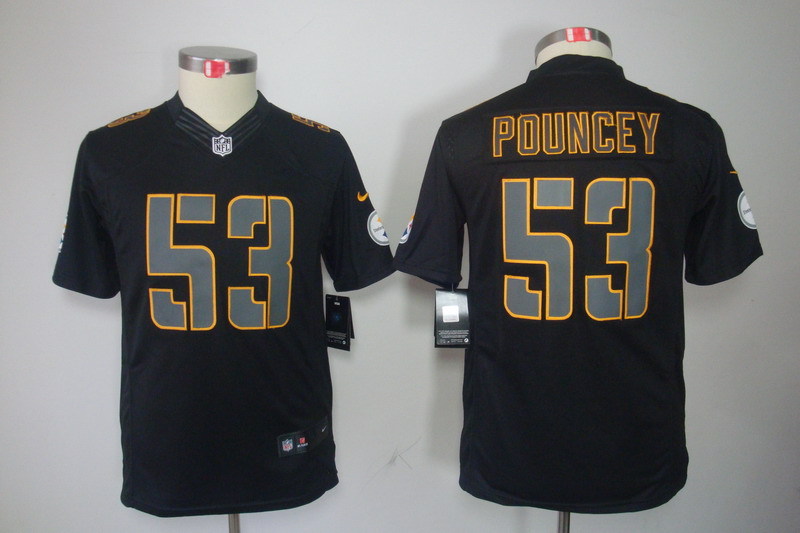 Kidss Pittsburgh Steelers #53 Pouncey Impact Limited Black Jersey