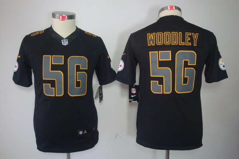 Kidss Pittsburgh Steelers #56 Woodley Impact Limited Black Jersey