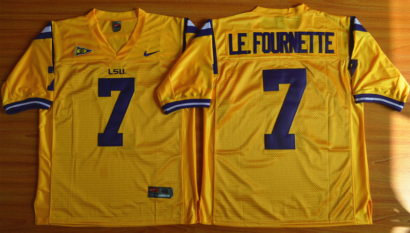 NCAA LSU Tigers #7 Leonard Fournette Football Jersey Gold