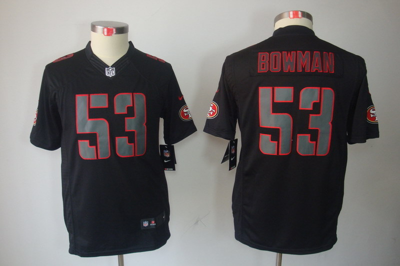 Kidss San Francisco 49ers #53 Bowman Impact Limited Black Jersey
