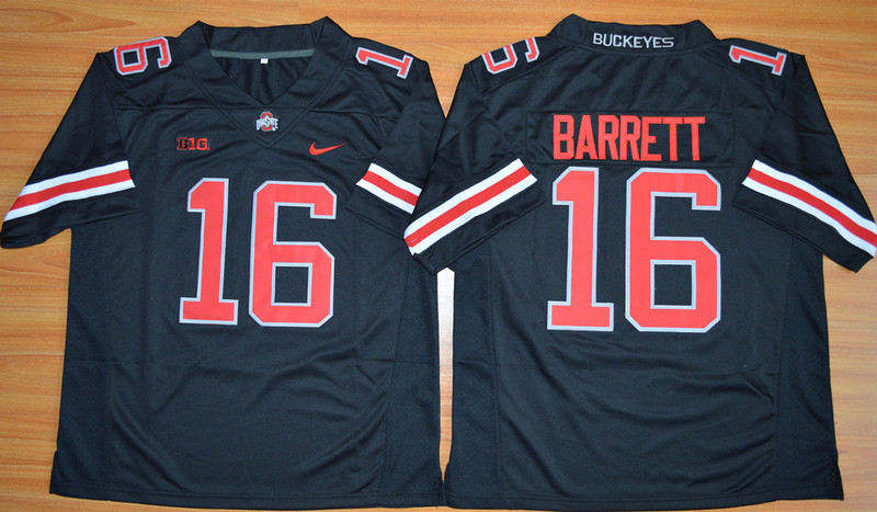 NCAA Ohio State Buckeyes #16 J.T. Barrett Football Jersey - Blackout