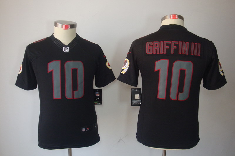 Kidss Washington Redskins #10 Griffin III Impact Limited Black Jersey