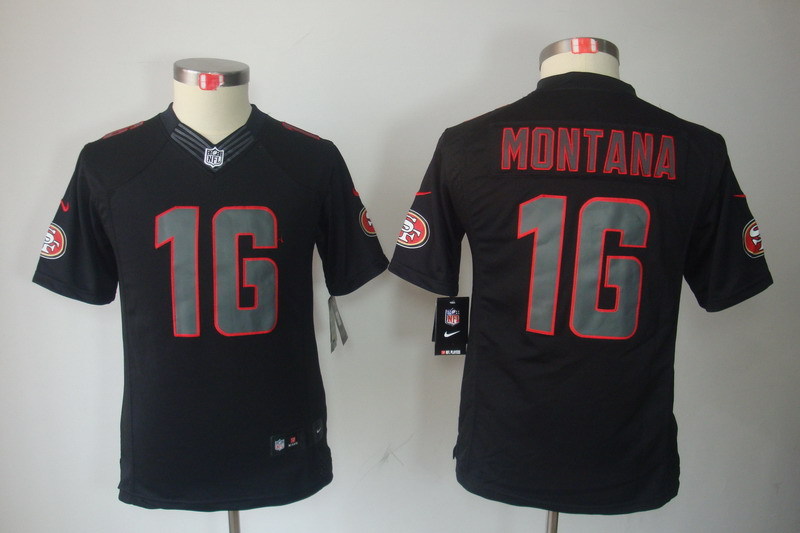 Kidss San Francisco 49ers #16 Montana Impact Limited Black Jersey