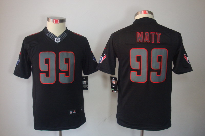 Kidss Houston Texans #99 Watt Impact Limited Black Jersey
