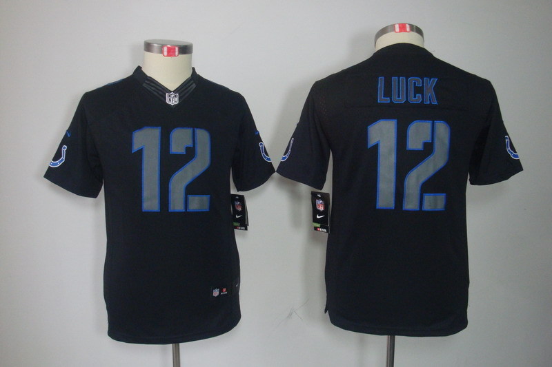 Kidss  Indianapolos Colts #12 Luck Impact Limited Black Jersey