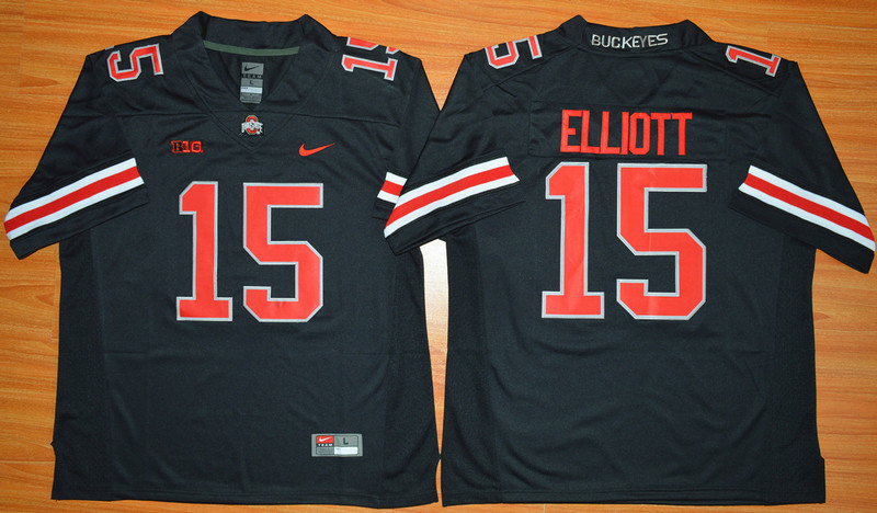 NCAA Ohio State Buckeyes Ezekiel Elliott #15 Football Jersey Blackout