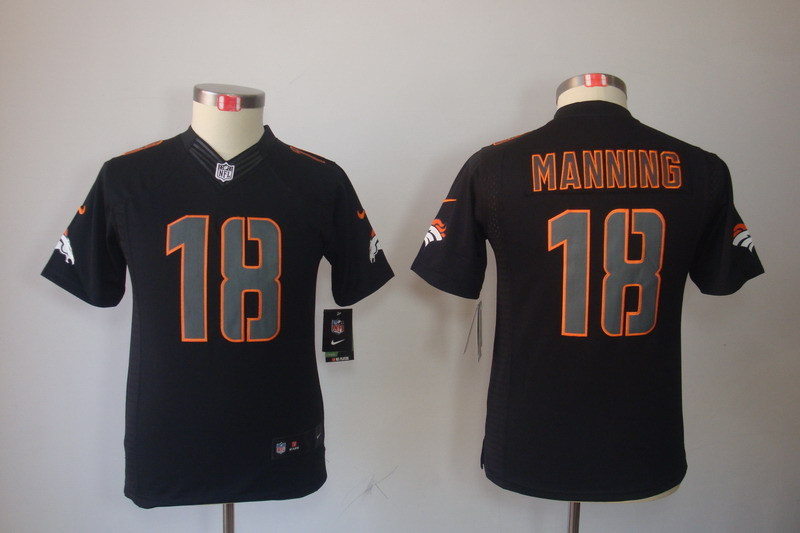 Kidss Denver Broncos #18 Manning Impact Limited Black Jersey