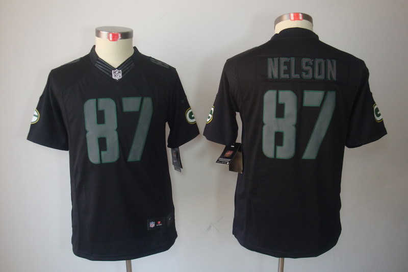 Kidss Green Bay Packers #87 Nelson Impact Limited Black Jersey