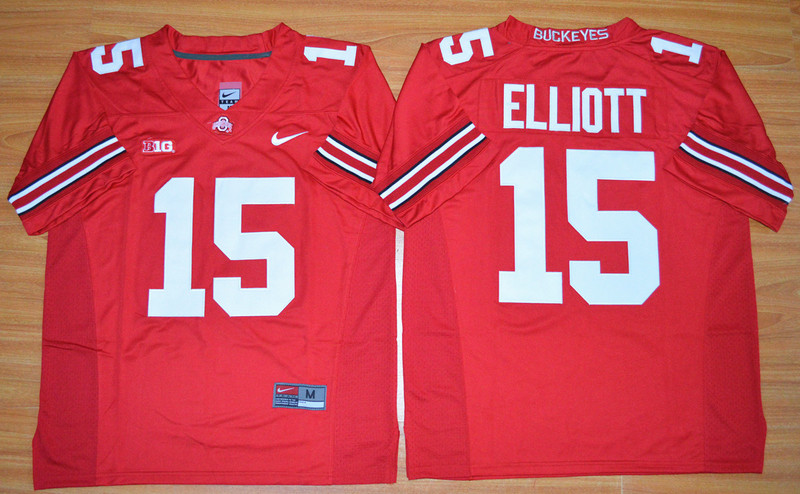 NCAA Ohio State Buckeyes #15 Ezekiel Elliott Football Jersey Red