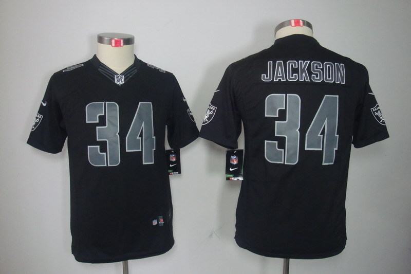 Kidss Oakland Raiders #34 Jackson Impact Limited Black Jersey