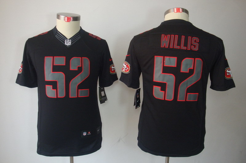 Kidss San Francisco 49ers #52 Willis Impact Limited Black Jersey
