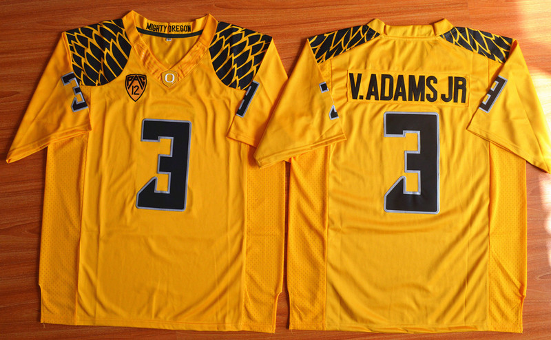 NCAA Oregon Ducks #3 Vernon Adams Jr. Football Limited Jersey Yellow