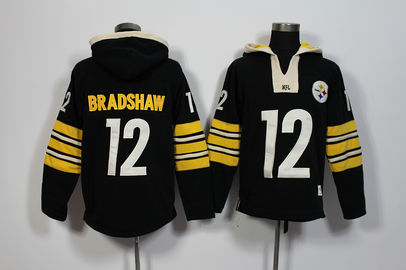 NFL Pittsburgh Steelers #12 Bradshaw Black Hoodie