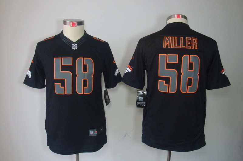 Kidss Denver Broncos #58 Miller Impact Limited Black Jersey