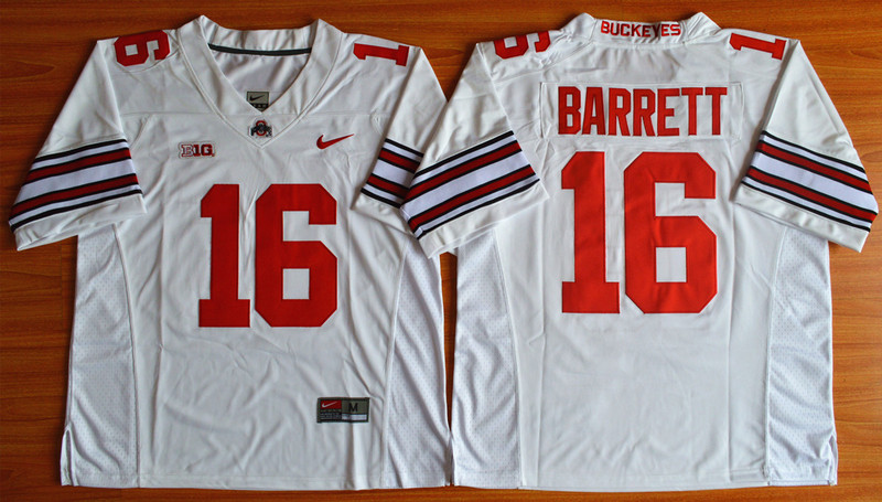 NCAA Ohio State Buckeyes #16 J.T. Barrett Football Jersey White