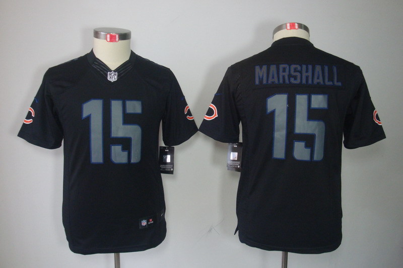 Kidss Chicago Bears #15 Marshall Impact Limited Black Jersey