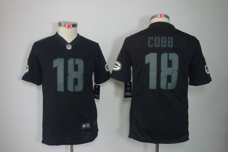 Kidss Green Bay Packers #18 Cobb Impact Limited Black Jersey
