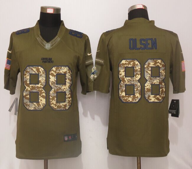 New Nike Carolina Panthers 88 Olsen Green Salute To Service Limited Jersey