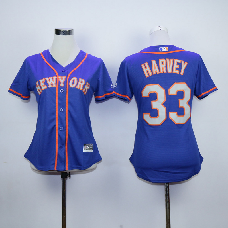 Women MLB New York Mets #33 Harvey Blue Jersey