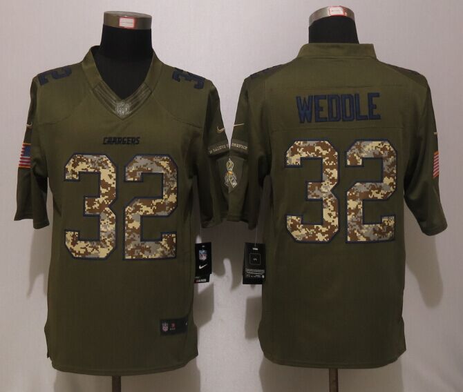 New Nike San Diego Chargers 32 Weddle Green Salute To Service Limited Jersey