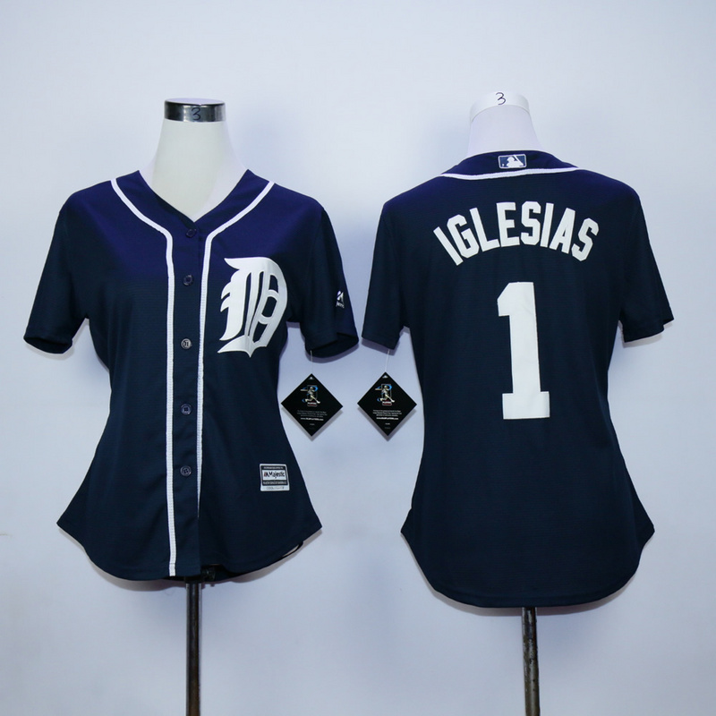 MLB Detroit Tigers #1 Iglesias D.Blue Womens Jersey