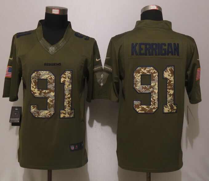 Washington Redskins 91 Kerrigan Green Salute To Service Limited Jersey