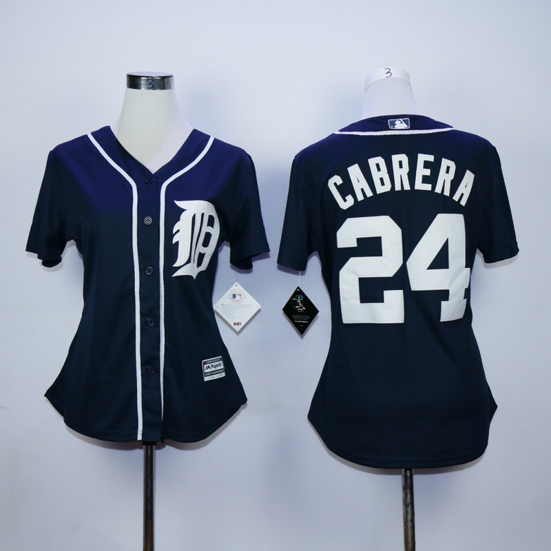 MLB Detroit Tigers #24 Cabrera D.Blue Womens Jersey