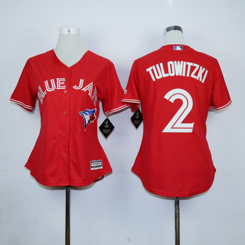 MLB Toronto Blue Jays #2 Tulowitzki Womens Red Jersey