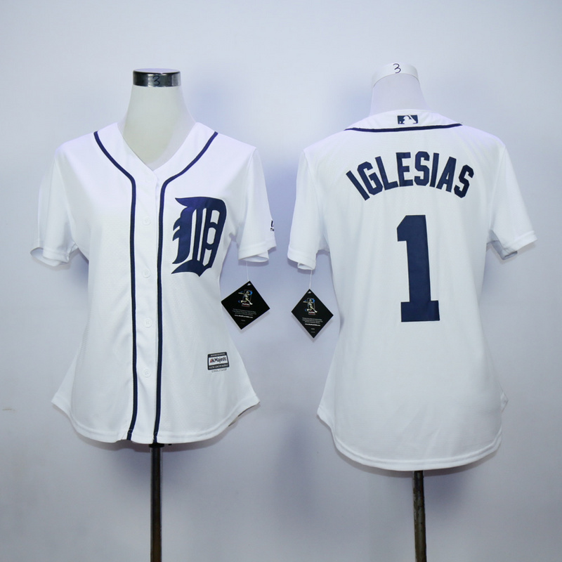 MLB Detroit Tigers #1 Iglesias White Womens Jersey