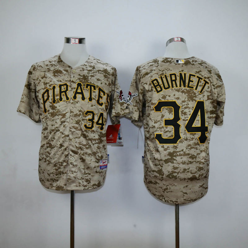 MLB Pittsburgh Pirates #34 Burnett Camo Jersey