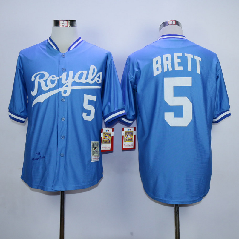 MLB Kansas City Royals #5 Brett L.Blue Throwback Jersey
