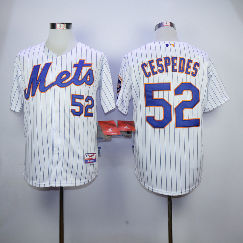 MLB New York Mets #52 Cespedes White Pinstripe Jersey