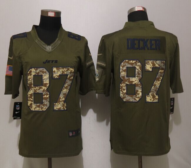 Nike New York Jets 87 Decker Green Salute To Service Limited Jersey
