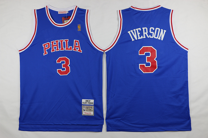 NBA Philadelphia 76ers #3 Iverson Blue Jersey