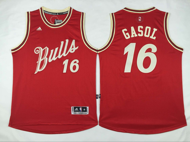 NBA Chicago Bulls #16 Gasol Red 15-16 Christmas Jersey