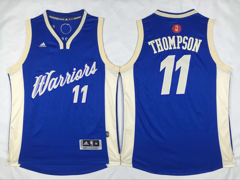 NBA Golden State Warriors #11 Thompson Blue 15-16 Christmas Jersey