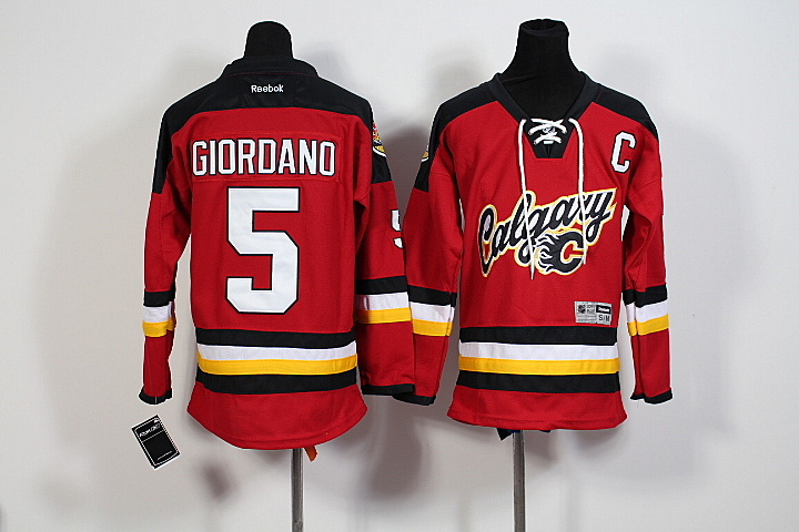 NHL Calgary Flames #5 Giordano Red Youth Jersey