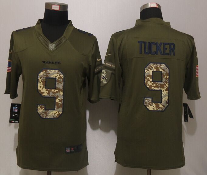 New Nike Baltimore Ravens 9 Tucker Green Salute To Service Limited Jersey