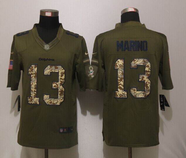 New Nike Miami Dolphins 13 Marino Green Salute To Service Limited Jersey