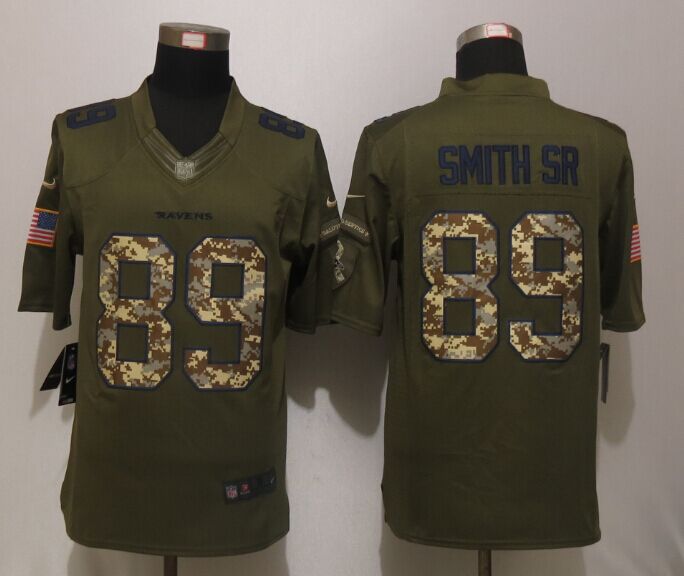 New Nike Baltimore Ravens 89 Smith sr Green Salute To Service Limited Jersey