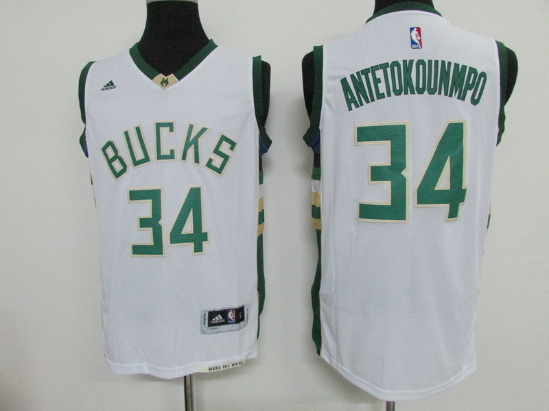 NBA Milwaukee Bucks #34 Antetokounmpo White Jersey 