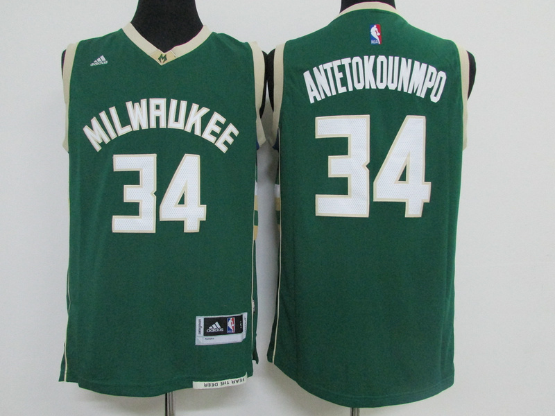 NBA Milwaukee Bucks #34 Antetokounmpo Green Jersey 
